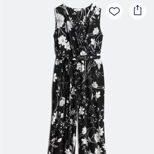 Calvin Klein Black and White Floral jumpsuit size 4